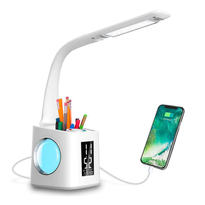 Lampe de Bureau Porte Stylo LED et Reveil - TensyLight