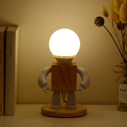 Lampe de Chevet Robot en Bois pour Chambre d'Enfant - TensyLight