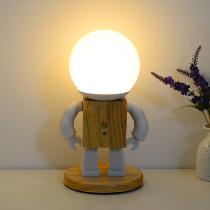 Lampe de Chevet Robot en Bois pour Chambre d'Enfant - TensyLight