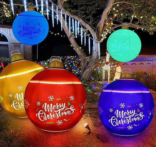 Boule de Noël gonflable avec éclairage LED pour décoration extérieure - TensyLight